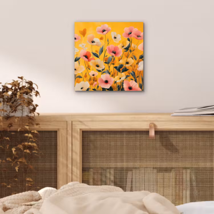 Aluminium schilderij - Bloemen - Veld - Geel — 4
