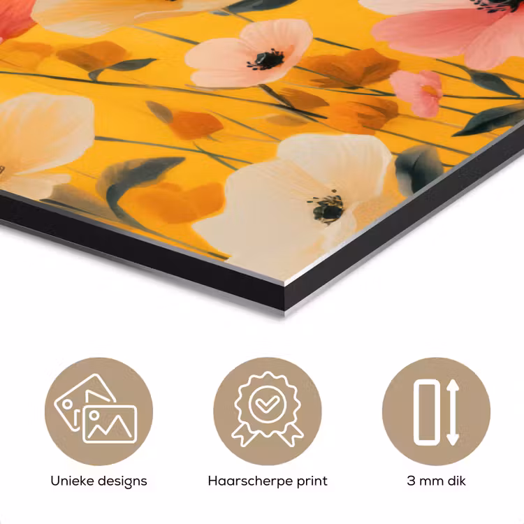 Aluminium schilderij - Bloemen - Veld - Geel — 7