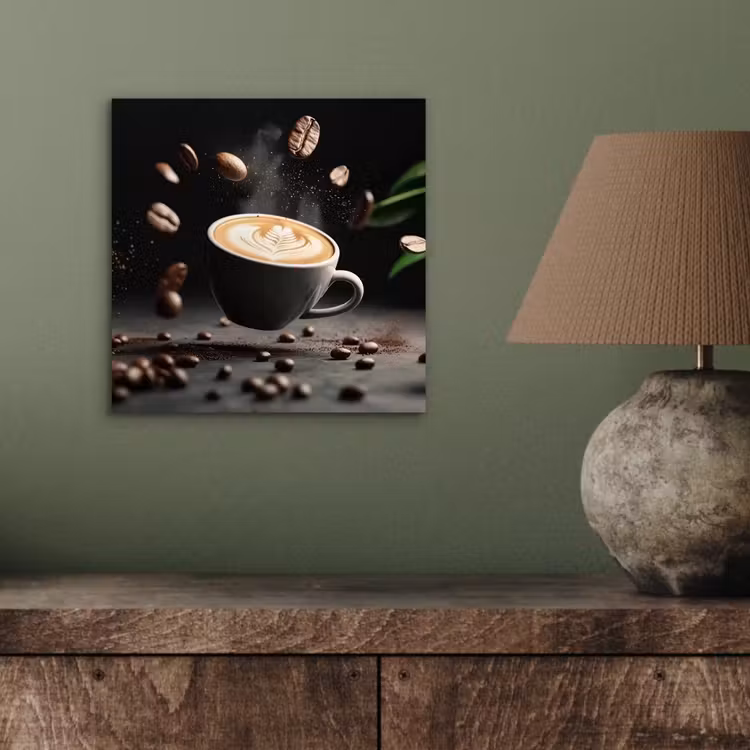 Aluminium schilderij - Cappuccino - Kop - Bonen - Bruin — 3