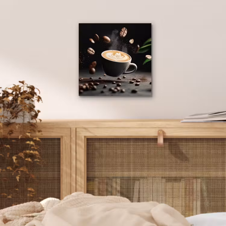 Aluminium schilderij - Cappuccino - Kop - Bonen - Bruin — 4