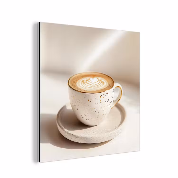 Aluminium schilderij - Cappuccino - Schuim - Schotel - Beige — 1