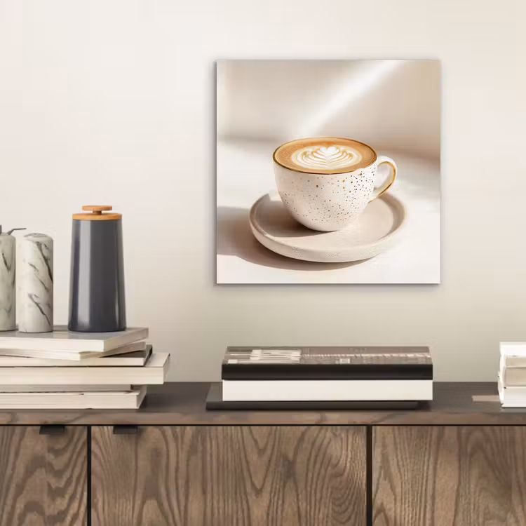 Aluminium schilderij - Cappuccino - Schuim - Schotel - Beige — 2
