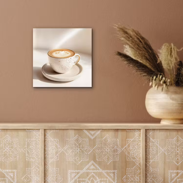 Aluminium schilderij - Cappuccino - Schuim - Schotel - Beige — 5