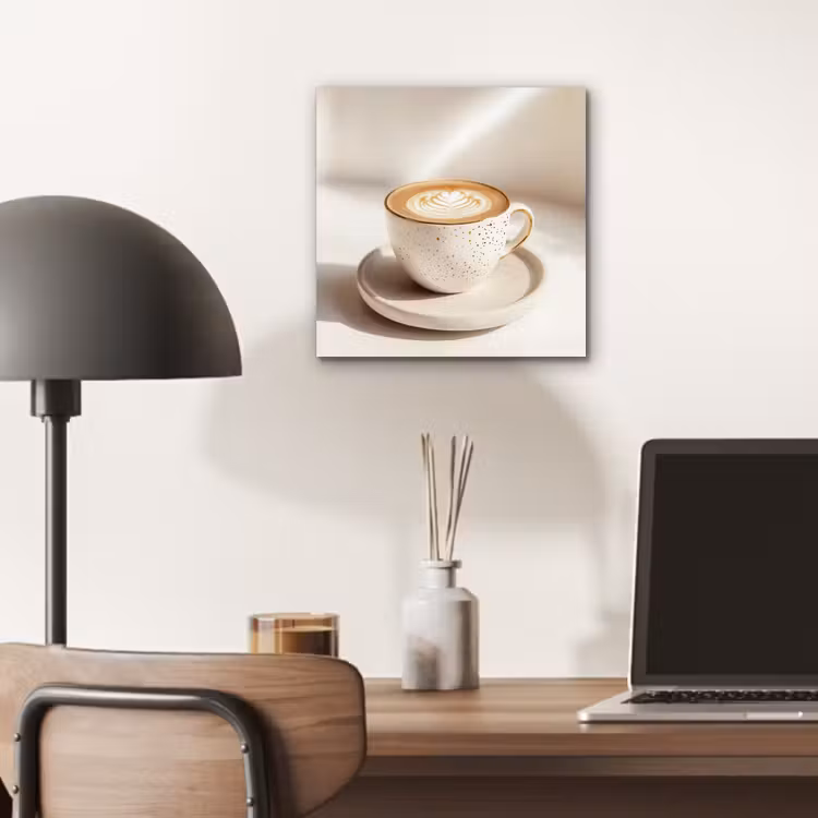 Aluminium schilderij - Cappuccino - Schuim - Schotel - Beige — 6