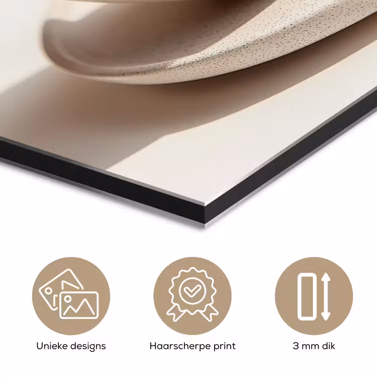 Aluminium schilderij - Cappuccino - Schuim - Schotel - Beige — 7
