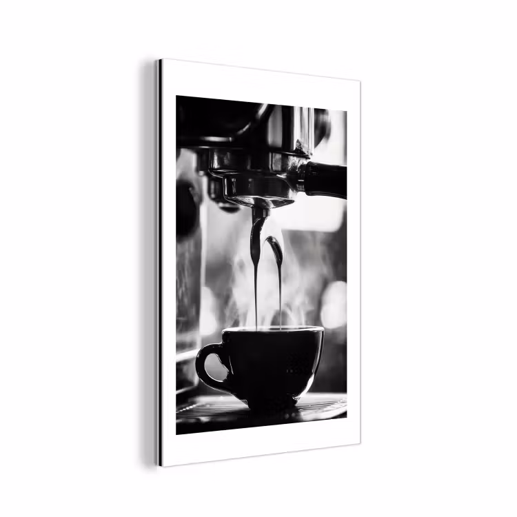 Aluminium schilderij - Coffee - Espresso - Koffiemachine - Kop — 1