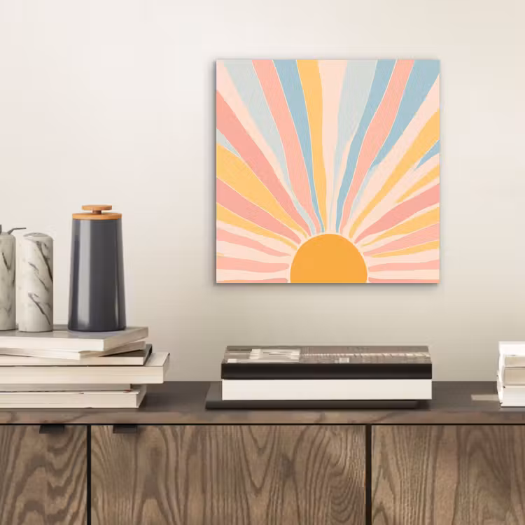 Aluminium schilderij - Illustratie - Zon - Pastelkleuren — 2