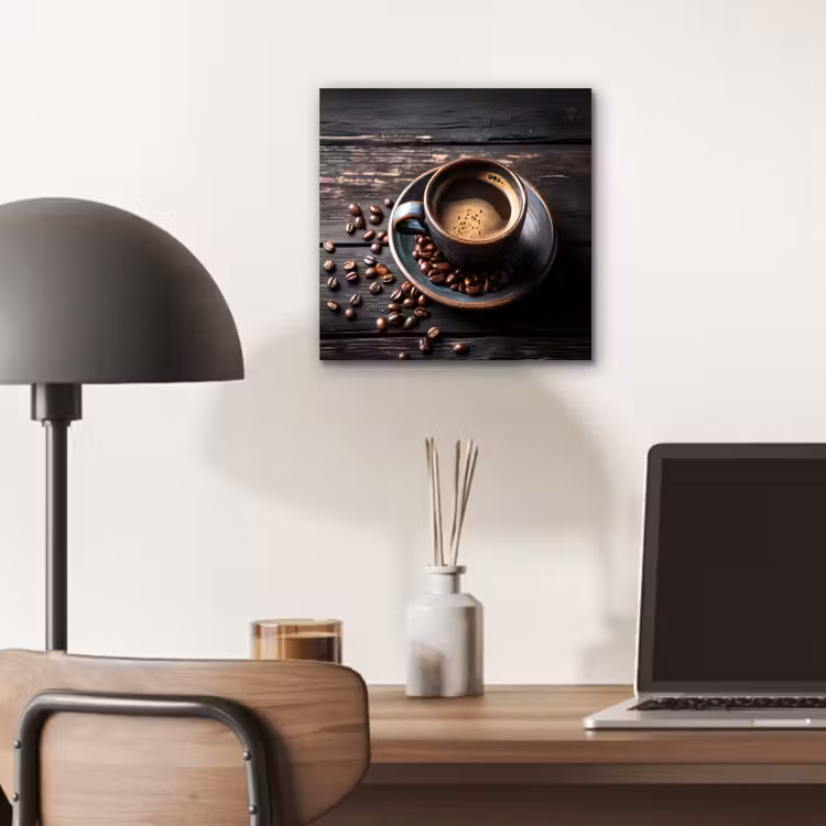 Aluminium schilderij - Kop - Koffie - Hout - Bonen — 6