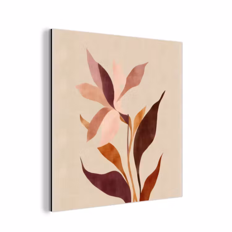 Aluminium schilderij - Bloemen - Blaadjes - Minimalistisch - Roze — 1