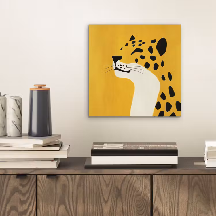 Aluminium schilderij - Cheetah - Illustratie - Geel — 2