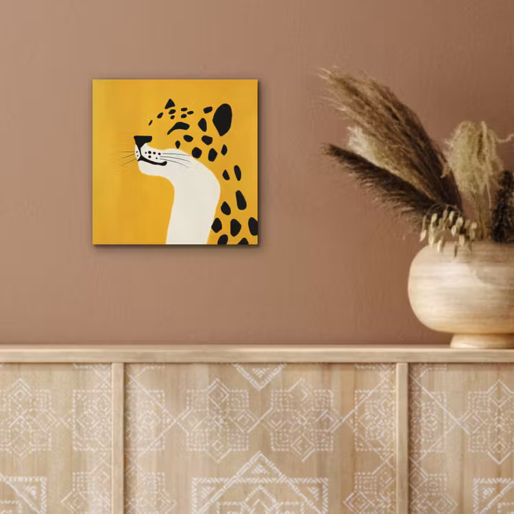 Aluminium schilderij - Cheetah - Illustratie - Geel — 5