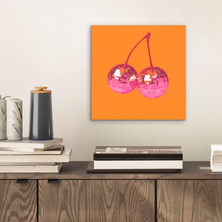 Aluminium schilderij - Discoballen - Kers - Spiegels - Roze — 2