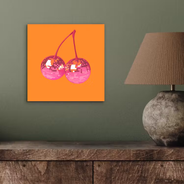 Aluminium schilderij - Discoballen - Kers - Spiegels - Roze — 3