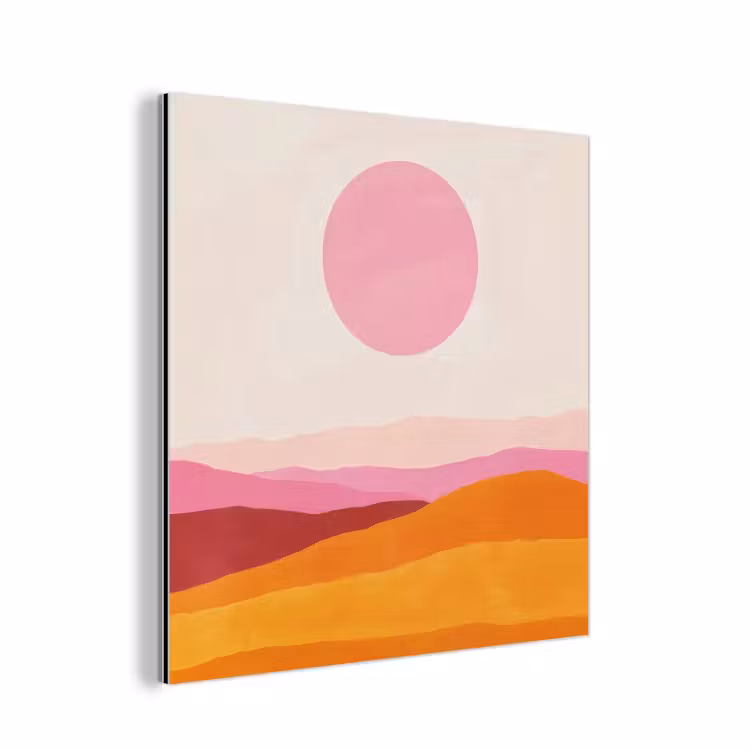 Aluminium schilderij - Heuvels - Oranje - Zon - Abstract — 1