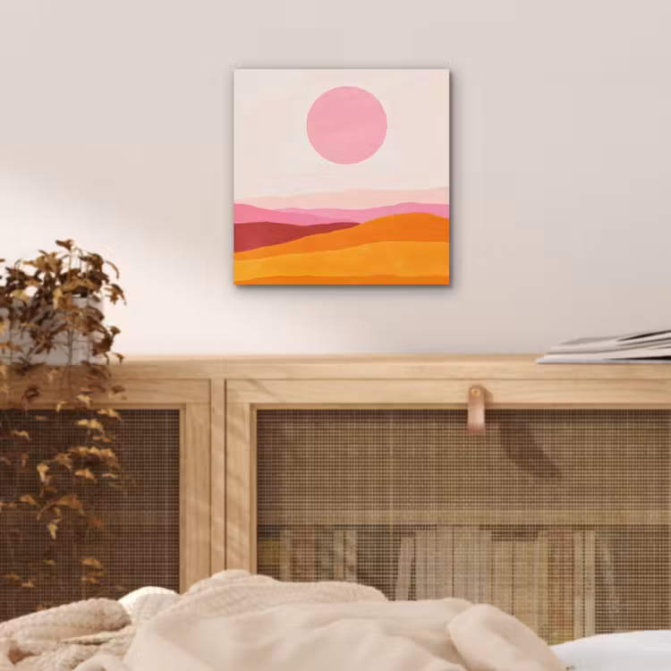 Aluminium schilderij - Heuvels - Oranje - Zon - Abstract — 4