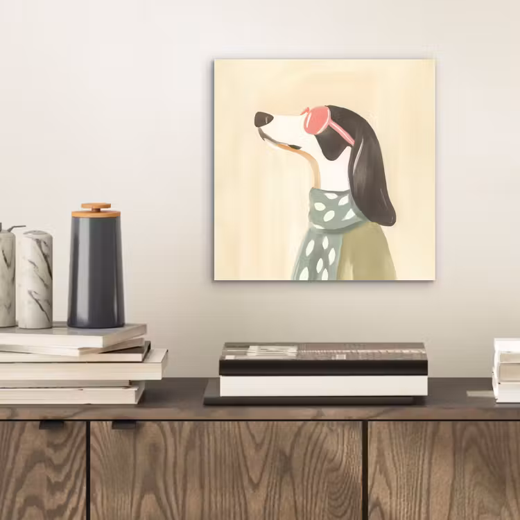 Aluminium schilderij - Hond - Zonnebril - Sjaal — 2