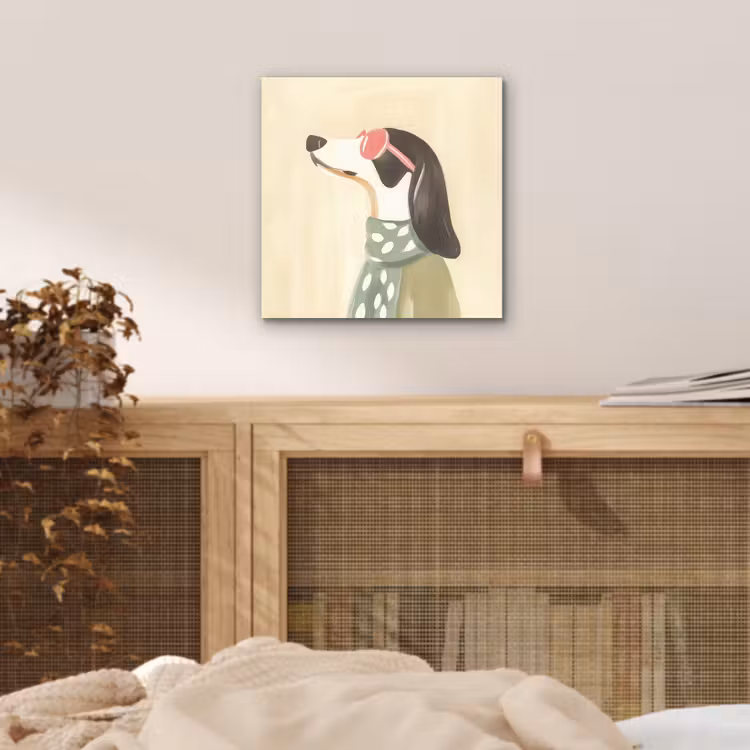 Aluminium schilderij - Hond - Zonnebril - Sjaal — 4