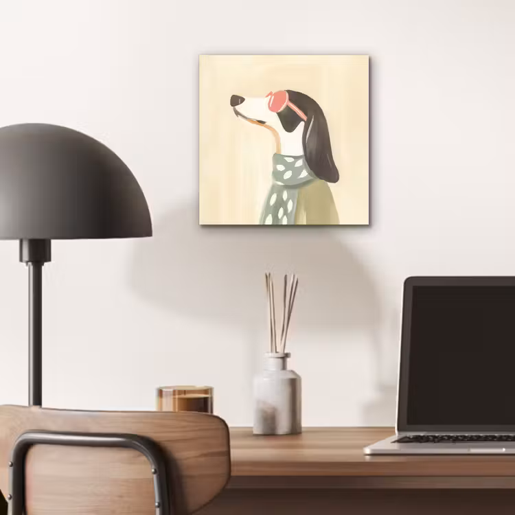Aluminium schilderij - Hond - Zonnebril - Sjaal — 6