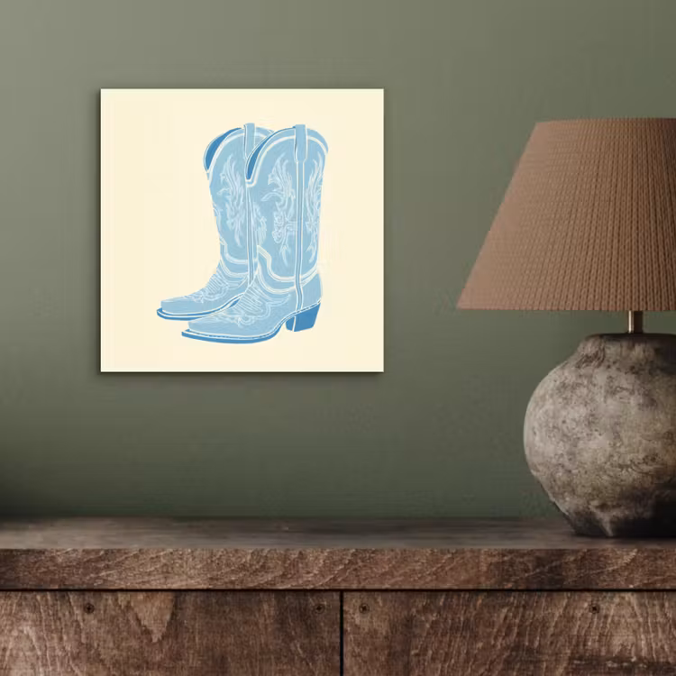 Aluminium schilderij - Illustratie - Cowboylaarzen - Patroon — 3