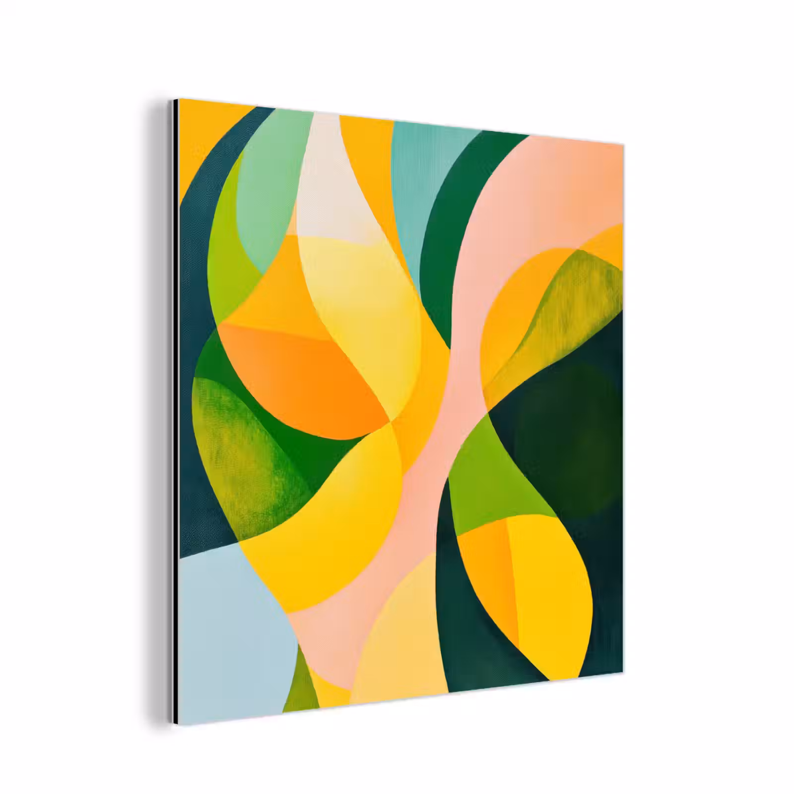 Aluminium schilderij - Abstract - Geel - Roze - Groen — 1