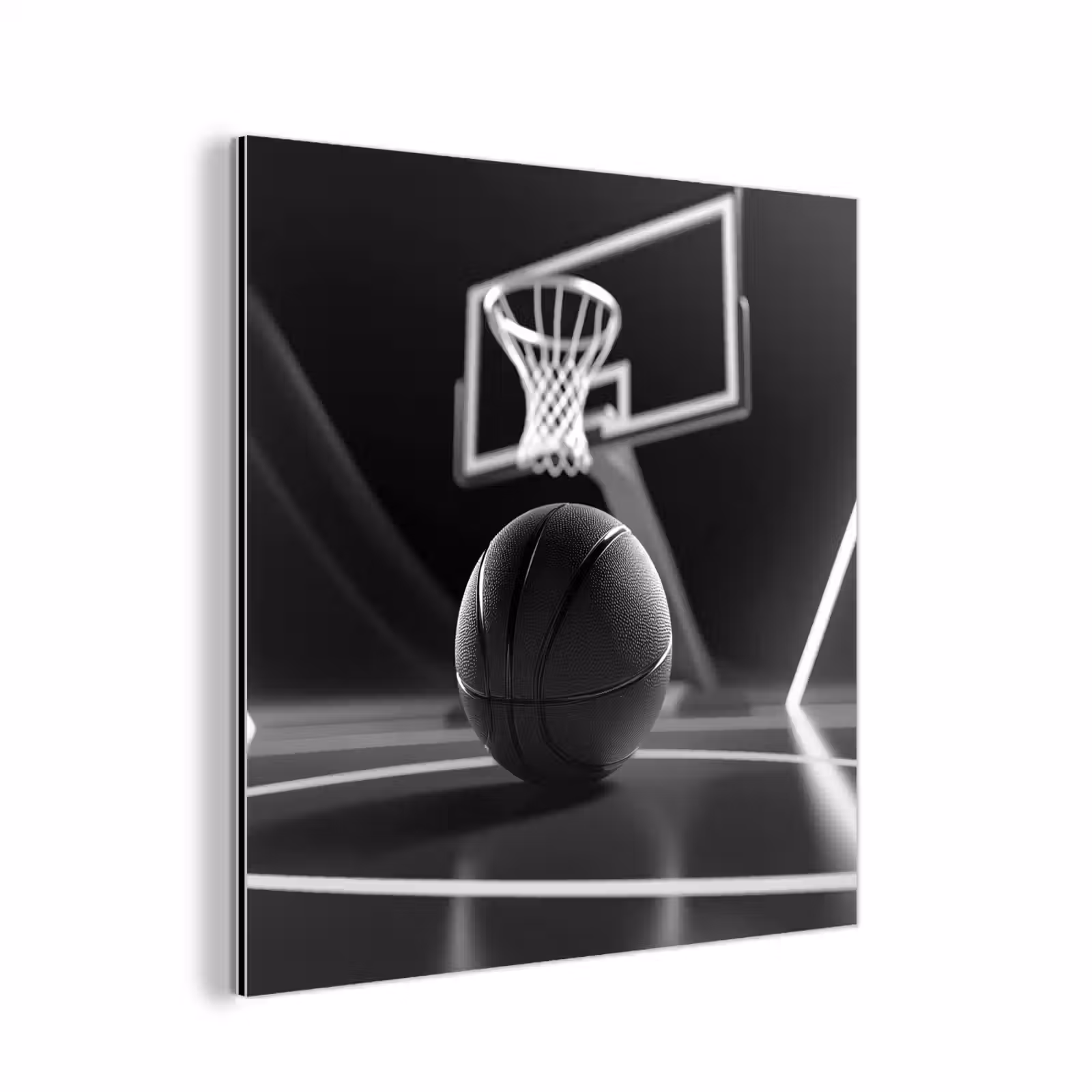 Aluminium schilderij - Basketbal - Basketbalveld - Lichtlijnen — 1