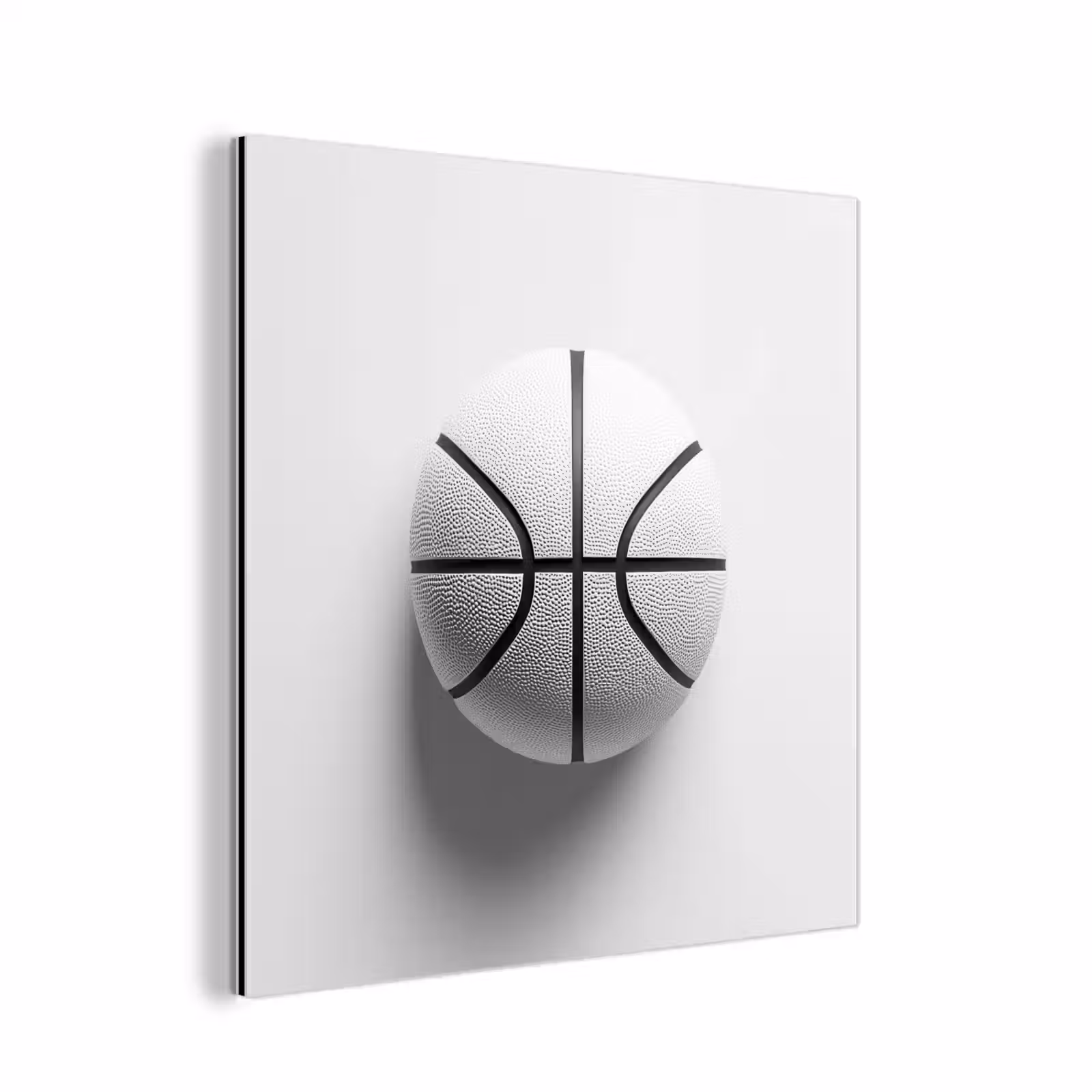 Aluminium schilderij - Basketbal - Wit - Schaduw - Lijnen — 1