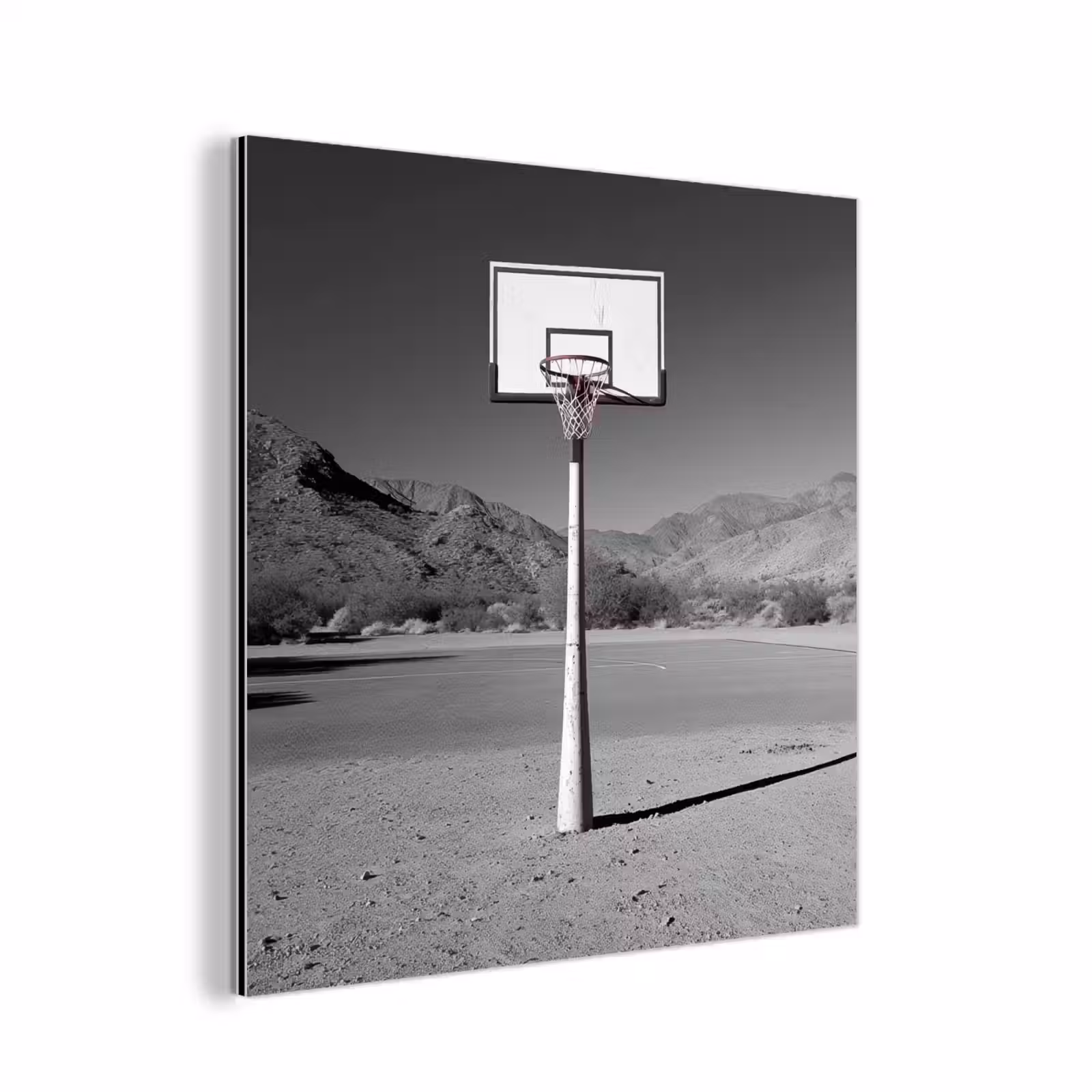 Aluminium schilderij - Basketbalpaal - Landschap - Zand - Wit — 1