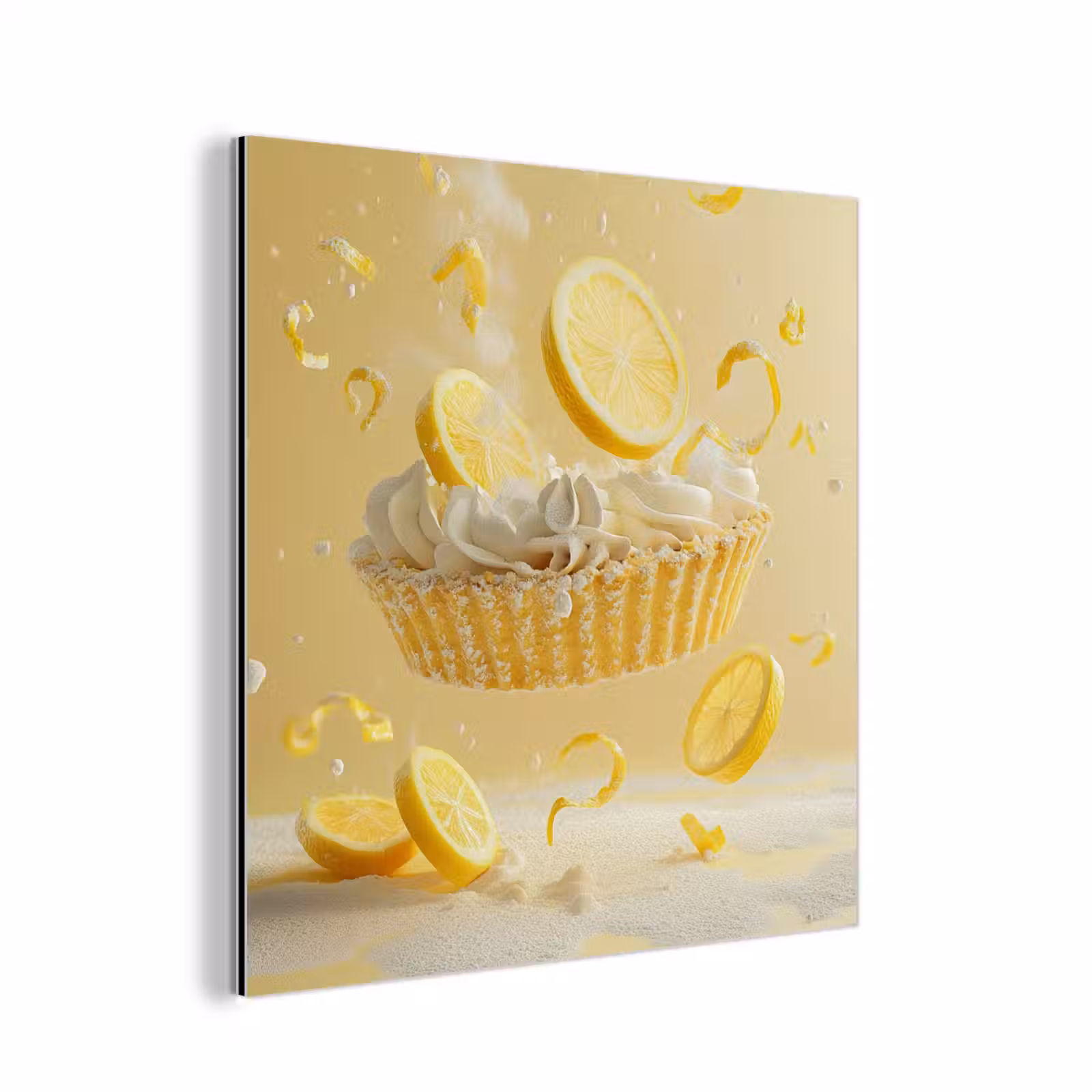 Aluminium schilderij - Citroen - Taart - Eten - Geel — 1