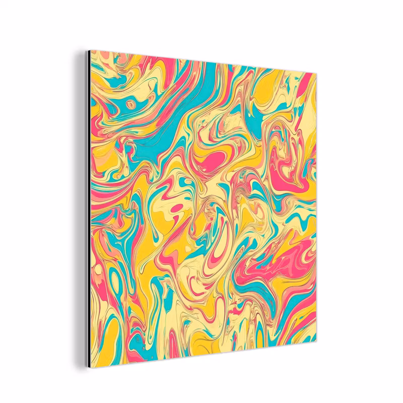 Aluminium schilderij - Geel - Roze - Blauw - Retro — 1