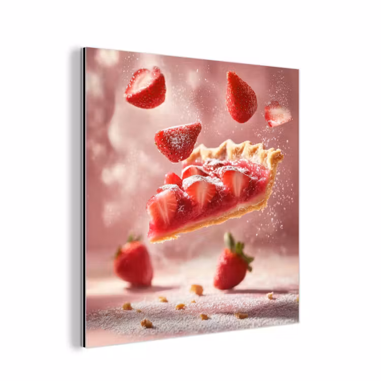 Aluminium schilderij - Aardbei - Taart- Eten - Roze — 1