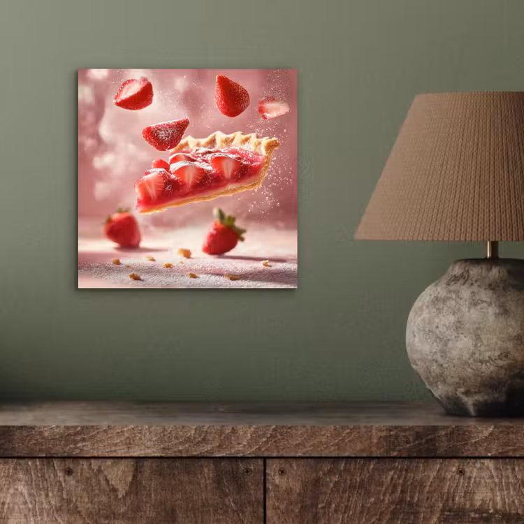 Aluminium schilderij - Aardbei - Taart- Eten - Roze — 3