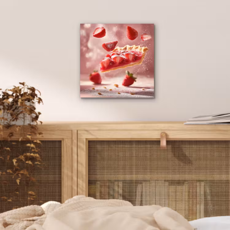 Aluminium schilderij - Aardbei - Taart- Eten - Roze — 4