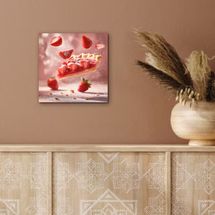 Aluminium schilderij - Aardbei - Taart- Eten - Roze — 5