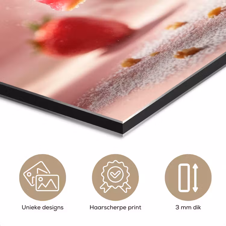 Aluminium schilderij - Aardbei - Taart- Eten - Roze — 7