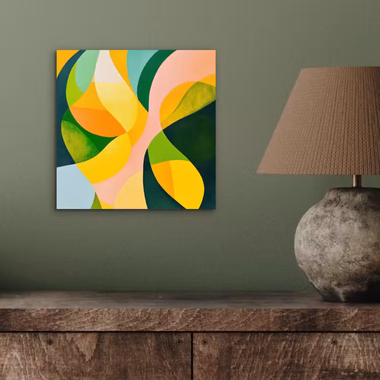 Aluminium schilderij - Abstract - Geel - Roze - Groen — 3