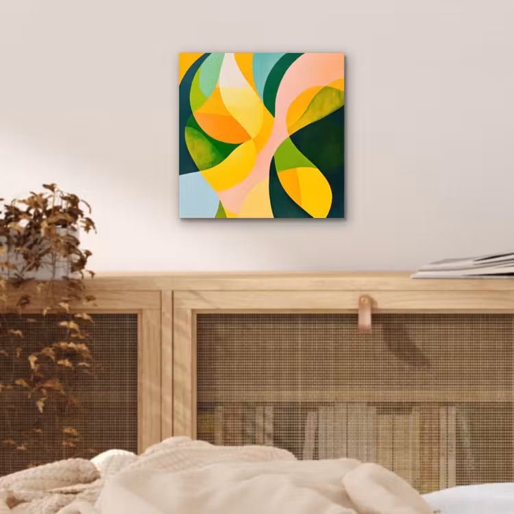 Aluminium schilderij - Abstract - Geel - Roze - Groen — 4