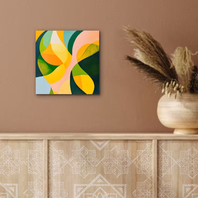 Aluminium schilderij - Abstract - Geel - Roze - Groen — 5