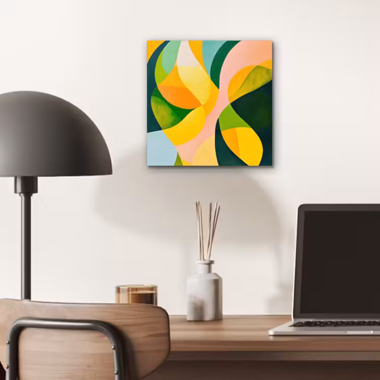 Aluminium schilderij - Abstract - Geel - Roze - Groen — 6