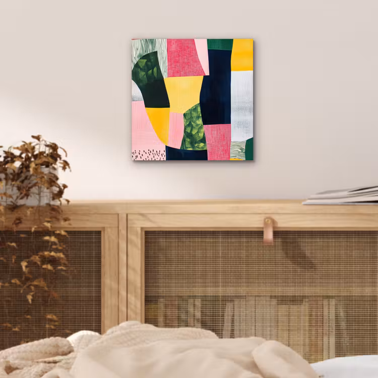 Aluminium schilderij - Abstract - Roze - Lappen - Vormen - Geel — 4