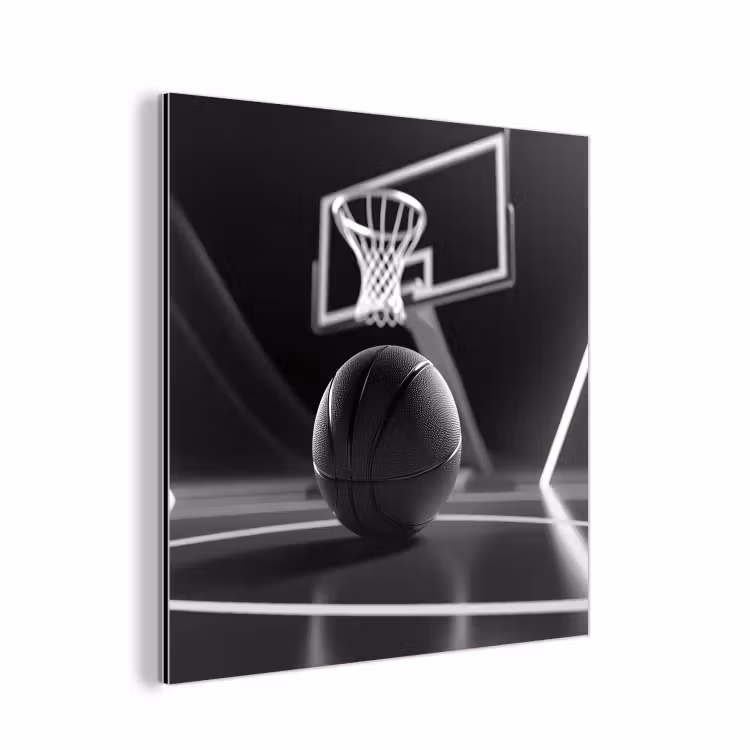 Aluminium schilderij - Basketbal - Basketbalveld - Lichtlijnen — 1
