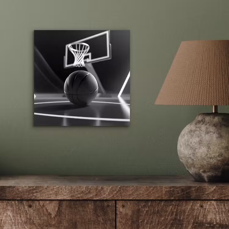 Aluminium schilderij - Basketbal - Basketbalveld - Lichtlijnen — 3