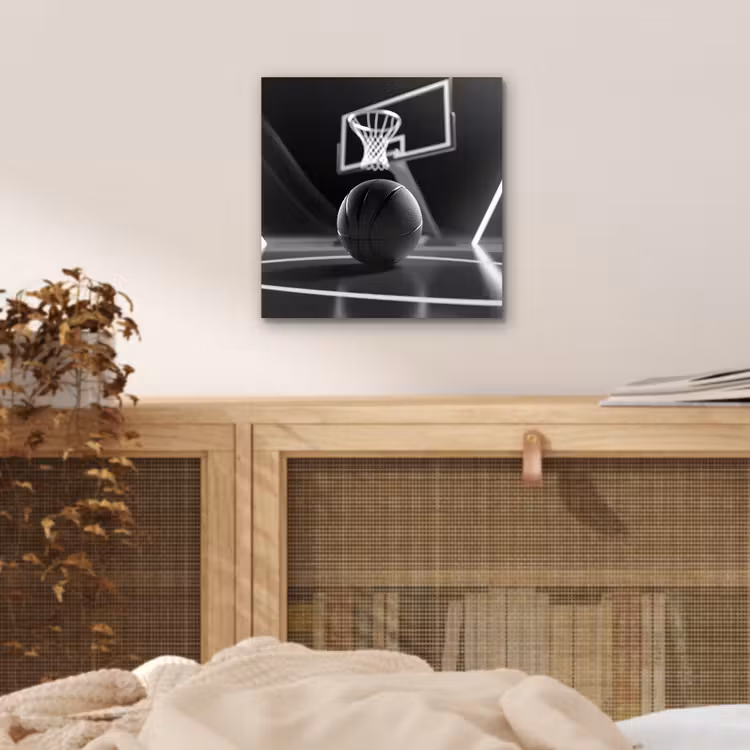 Aluminium schilderij - Basketbal - Basketbalveld - Lichtlijnen — 4
