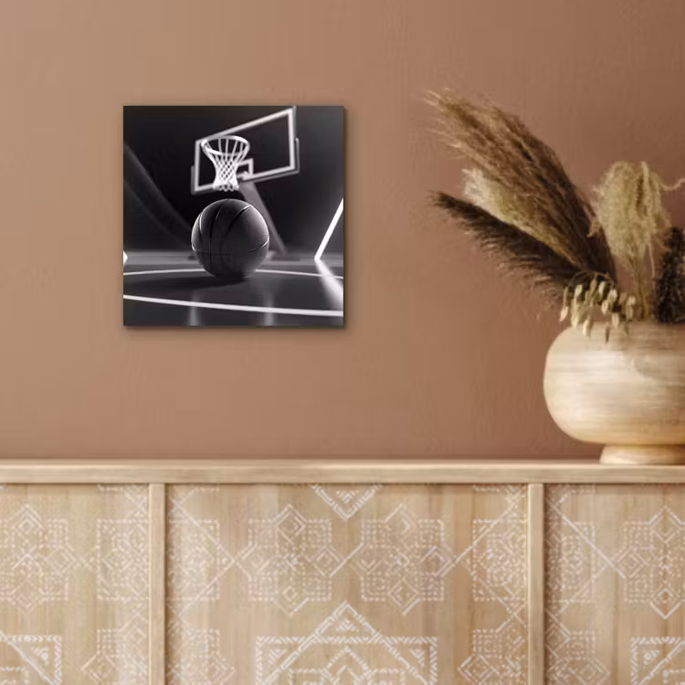 Aluminium schilderij - Basketbal - Basketbalveld - Lichtlijnen — 5