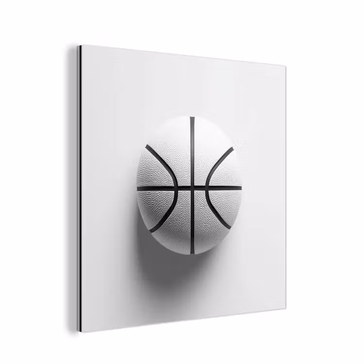 Aluminium schilderij - Basketbal - Wit - Schaduw - Lijnen — 1