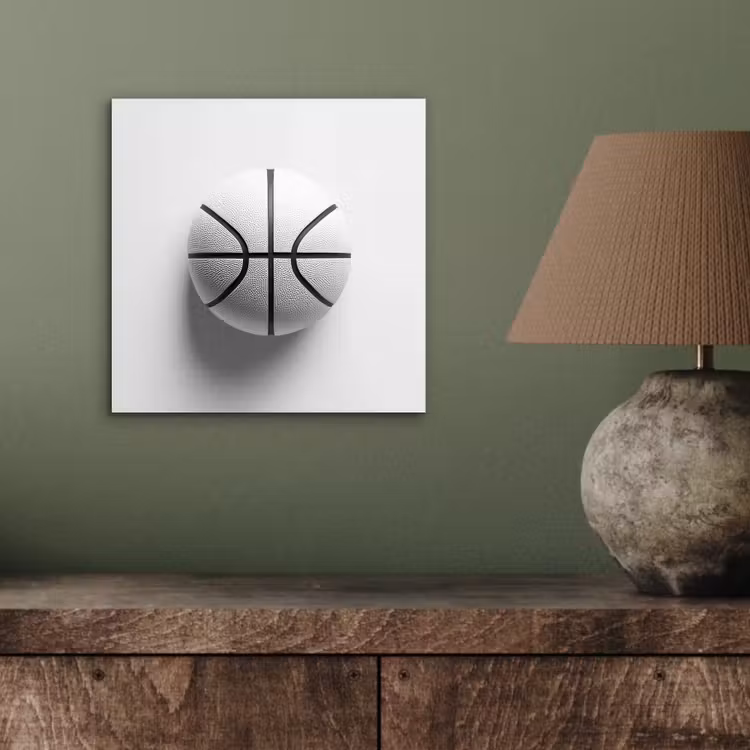 Aluminium schilderij - Basketbal - Wit - Schaduw - Lijnen — 3