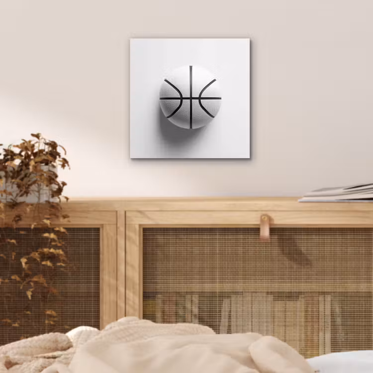 Aluminium schilderij - Basketbal - Wit - Schaduw - Lijnen — 4