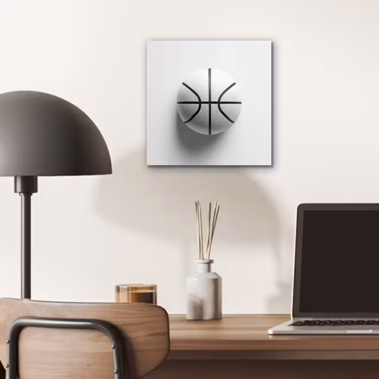 Aluminium schilderij - Basketbal - Wit - Schaduw - Lijnen — 6