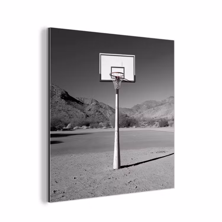 Aluminium schilderij - Basketbalpaal - Landschap - Zand - Wit — 1