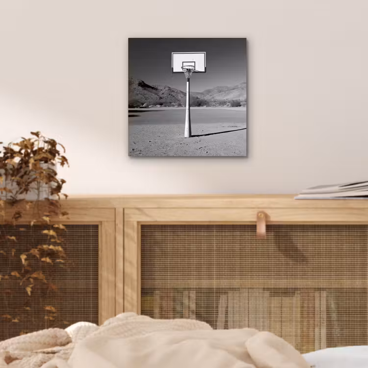 Aluminium schilderij - Basketbalpaal - Landschap - Zand - Wit — 4