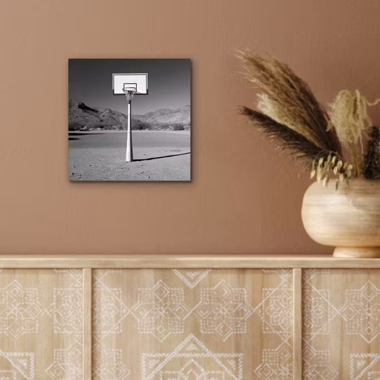 Aluminium schilderij - Basketbalpaal - Landschap - Zand - Wit — 5